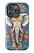 Ornate elephant with vibrant folk art