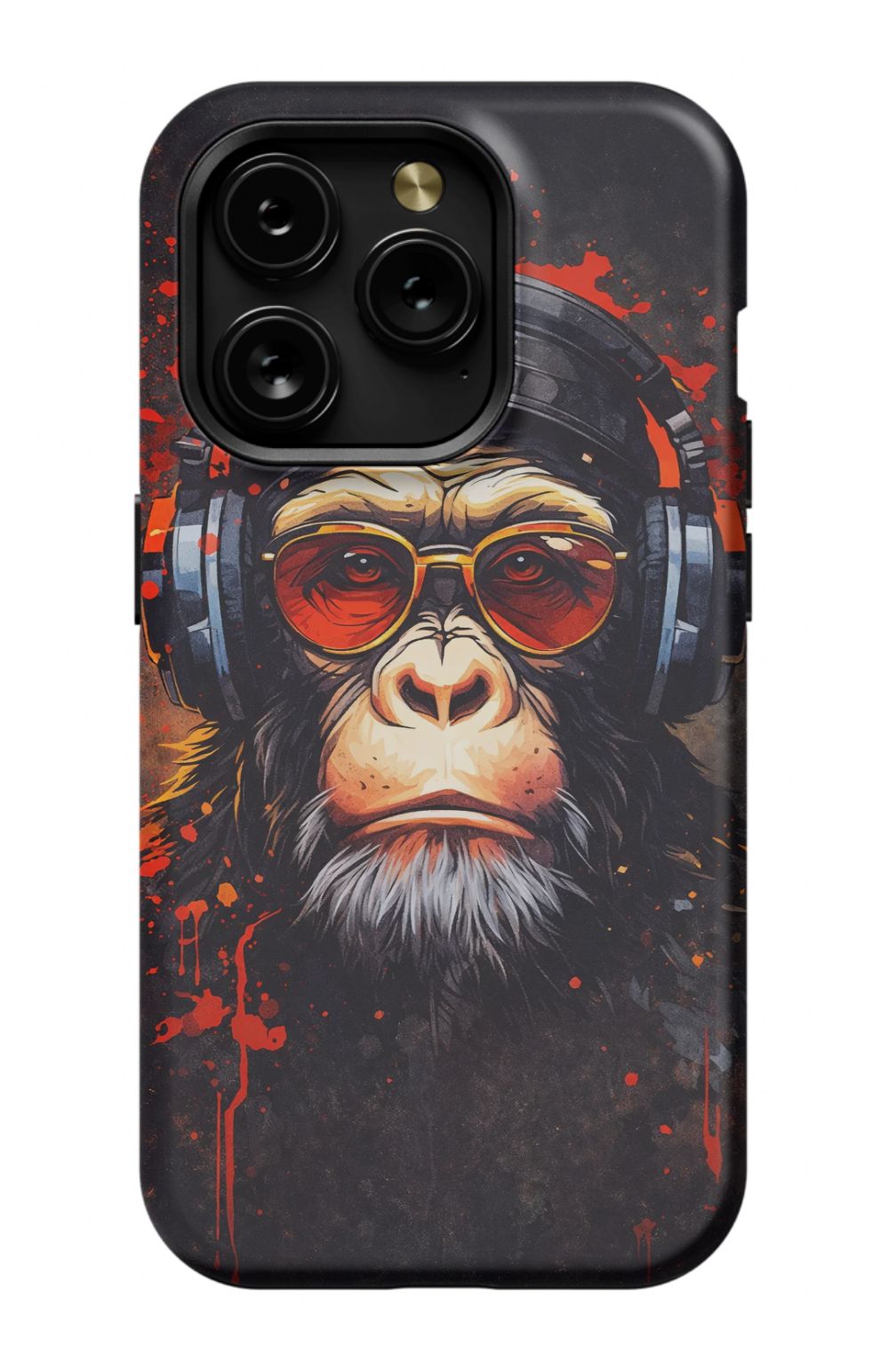 Chimpanzee with red-tinted shades
