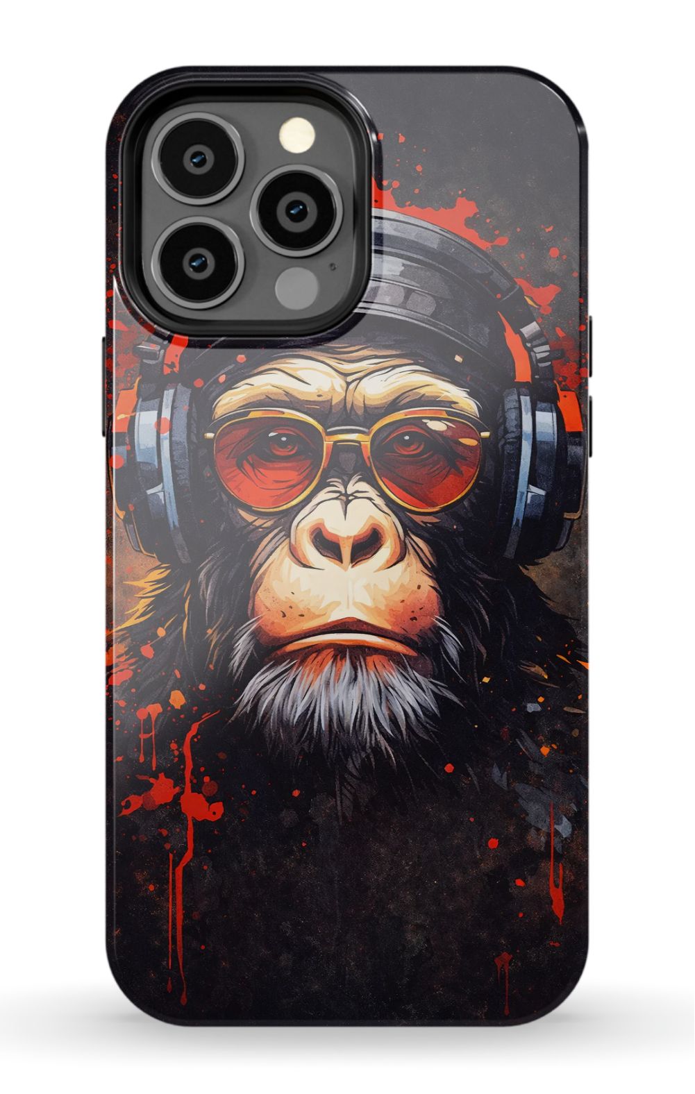 Chimpanzee with red-tinted shades