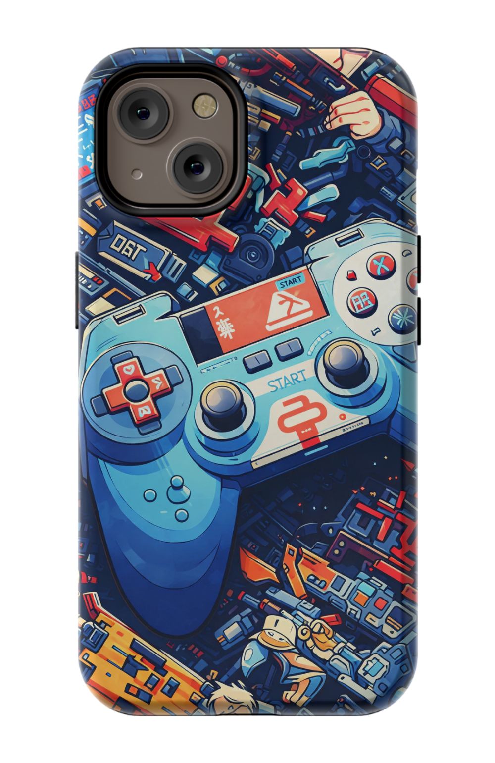 Futuristic gaming controller in cyberpunk world