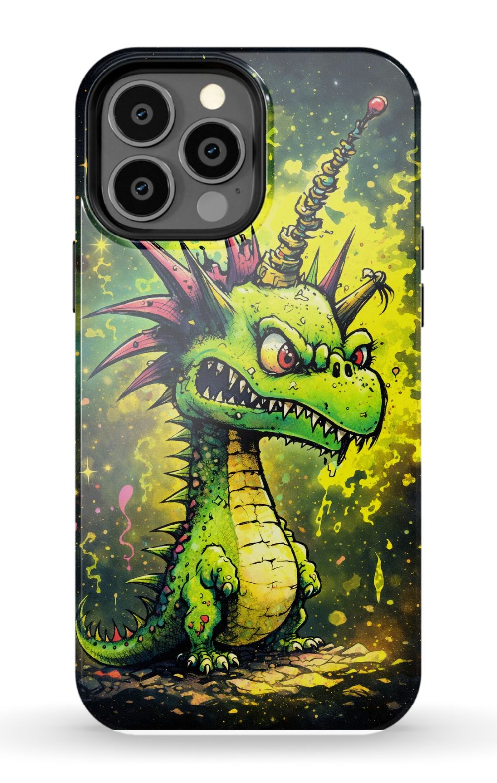 Enraged dragon with fiery energy