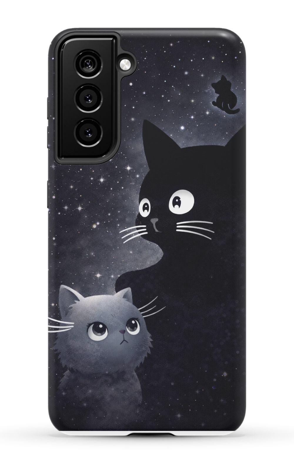 Cats beneath a starry night sky