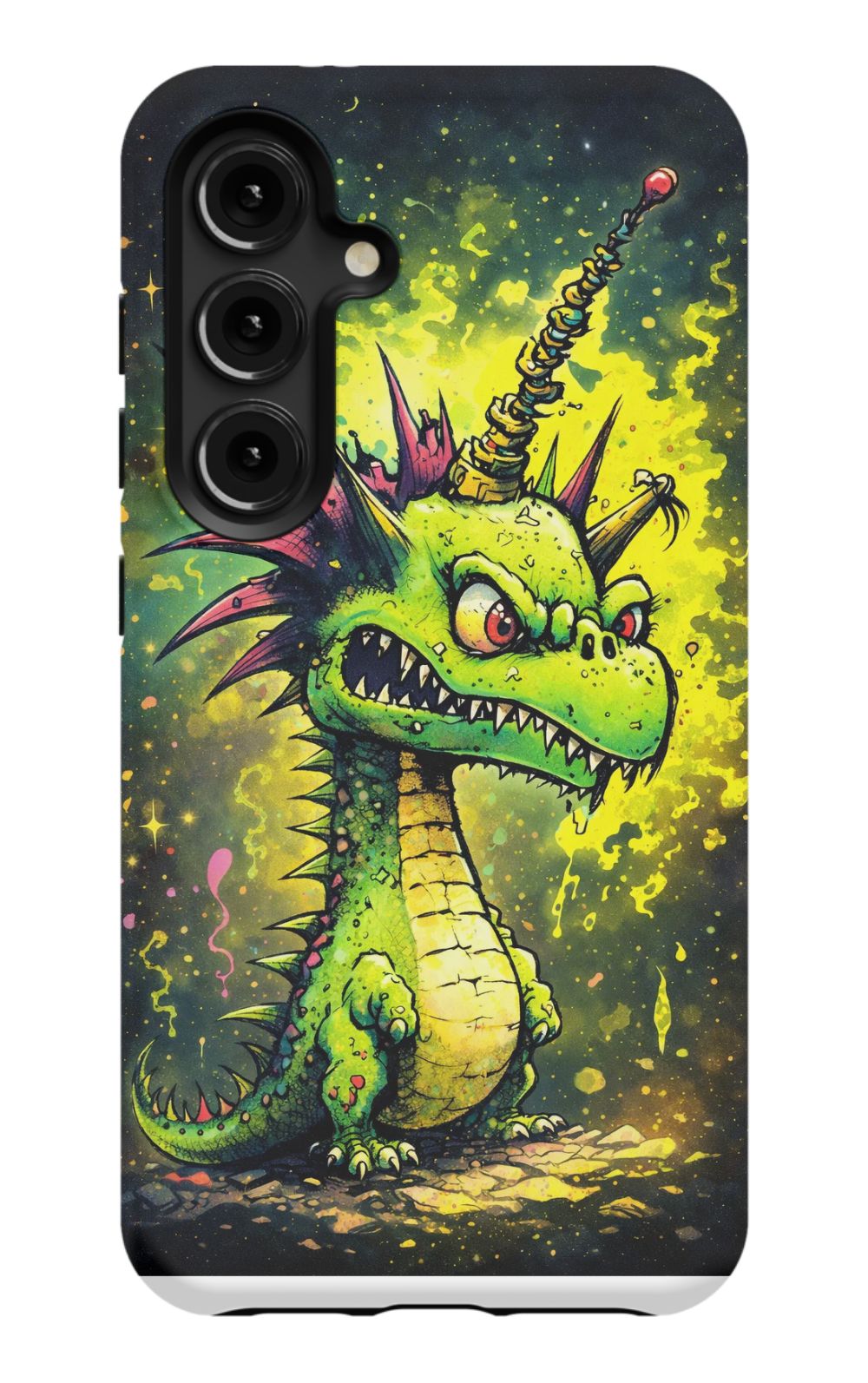 Enraged dragon with fiery energy