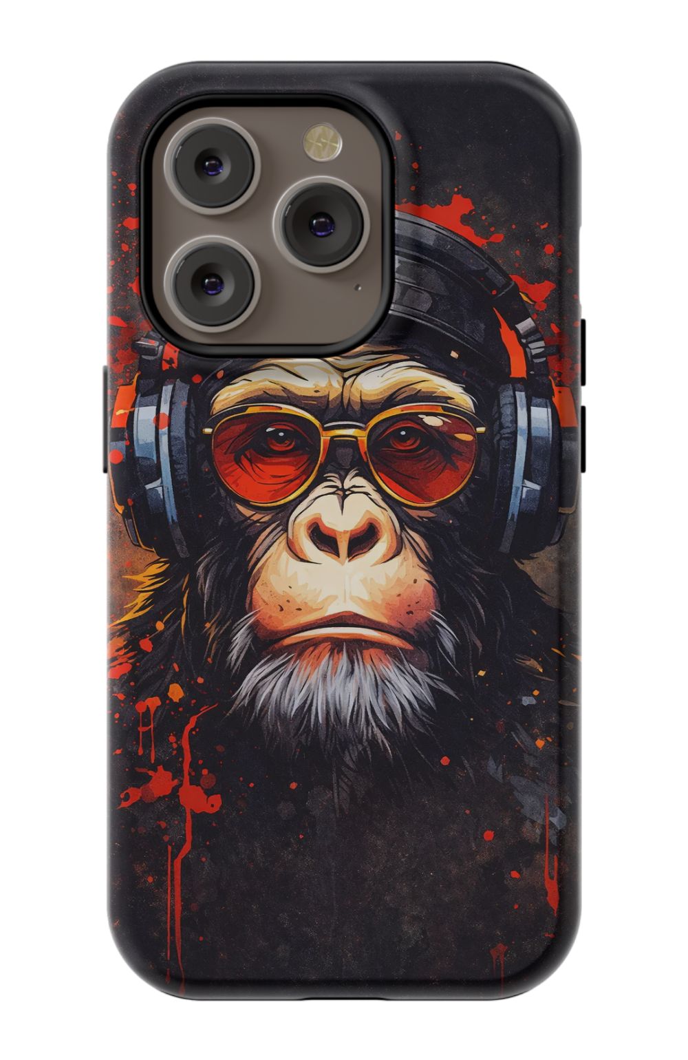 Chimpanzee with red-tinted shades