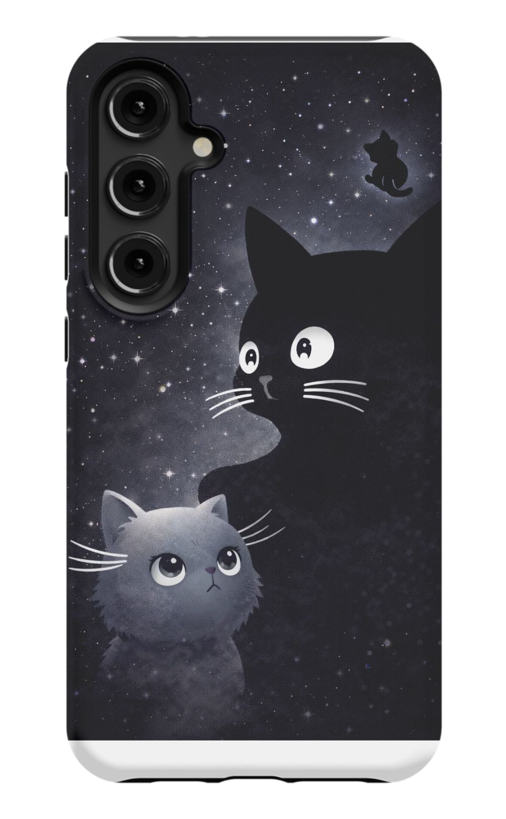 Cats beneath a starry night sky