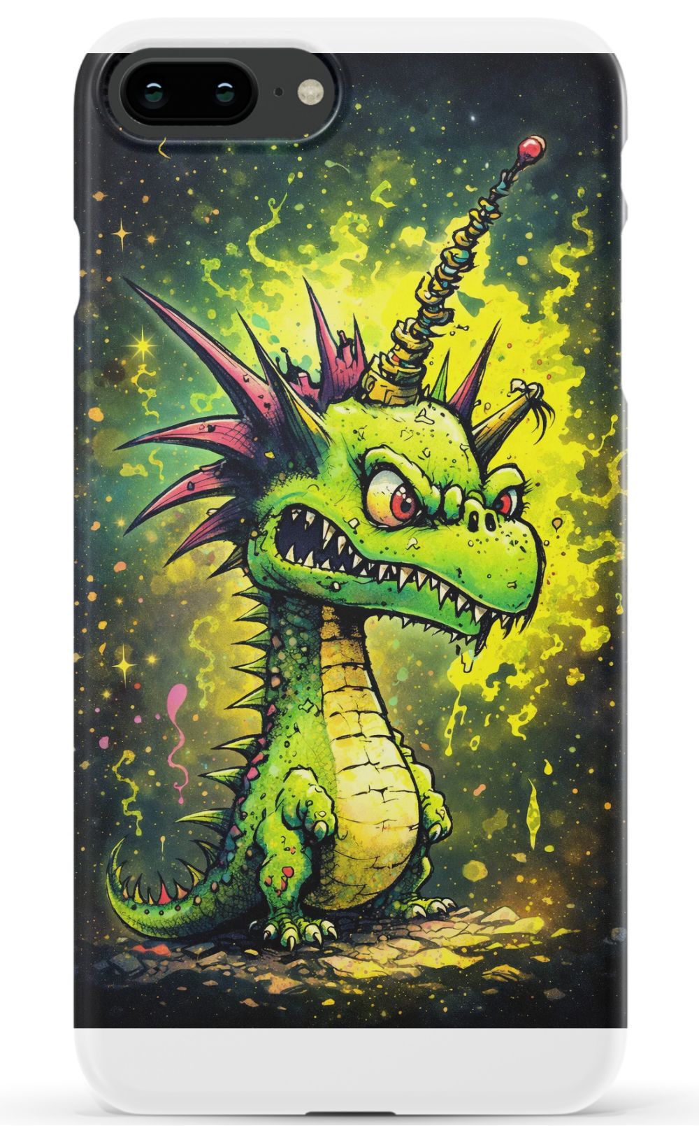 Enraged dragon with fiery energy