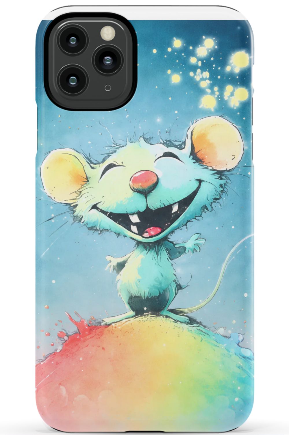 Joyful mouse on a colourful splash