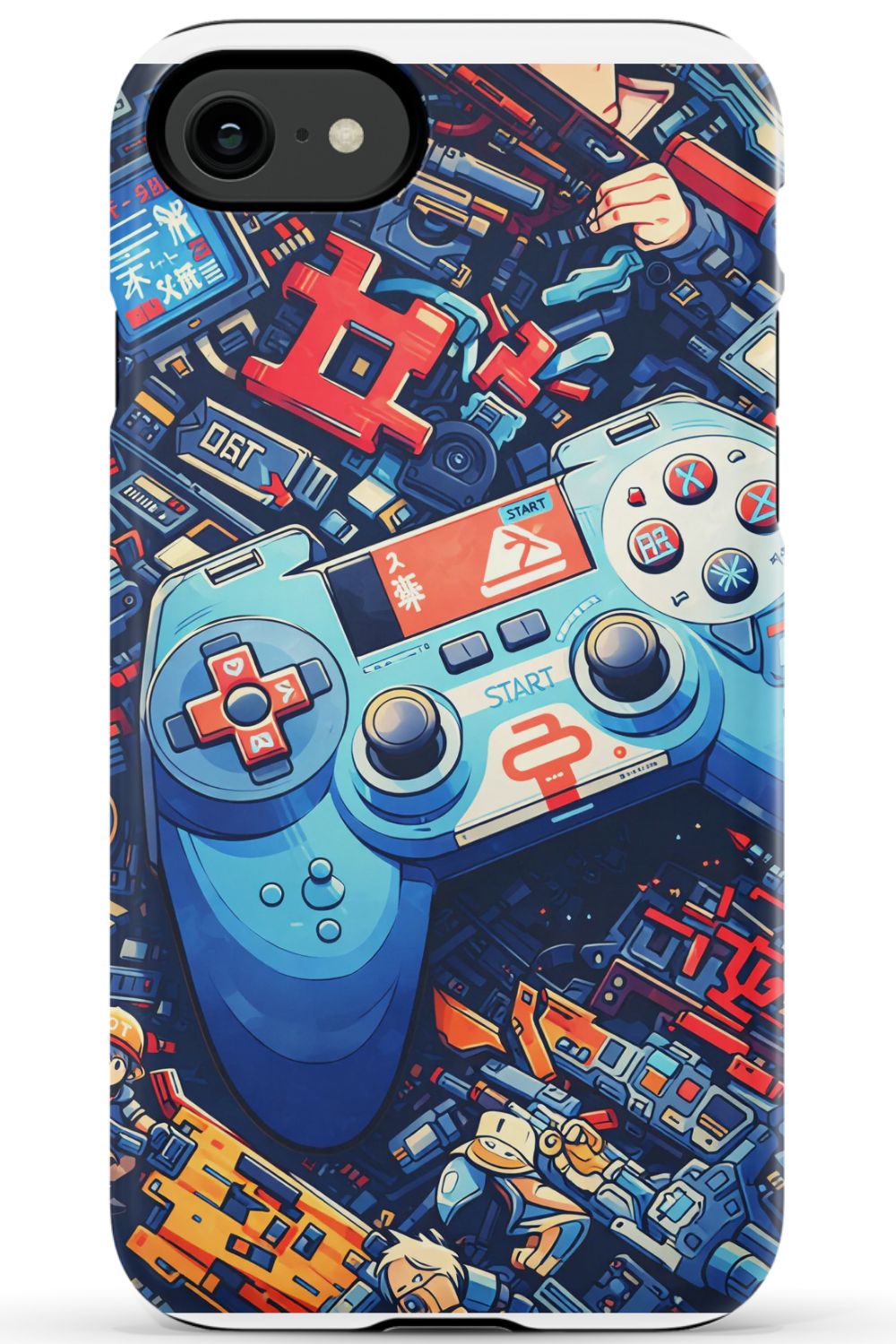 Futuristic gaming controller in cyberpunk world