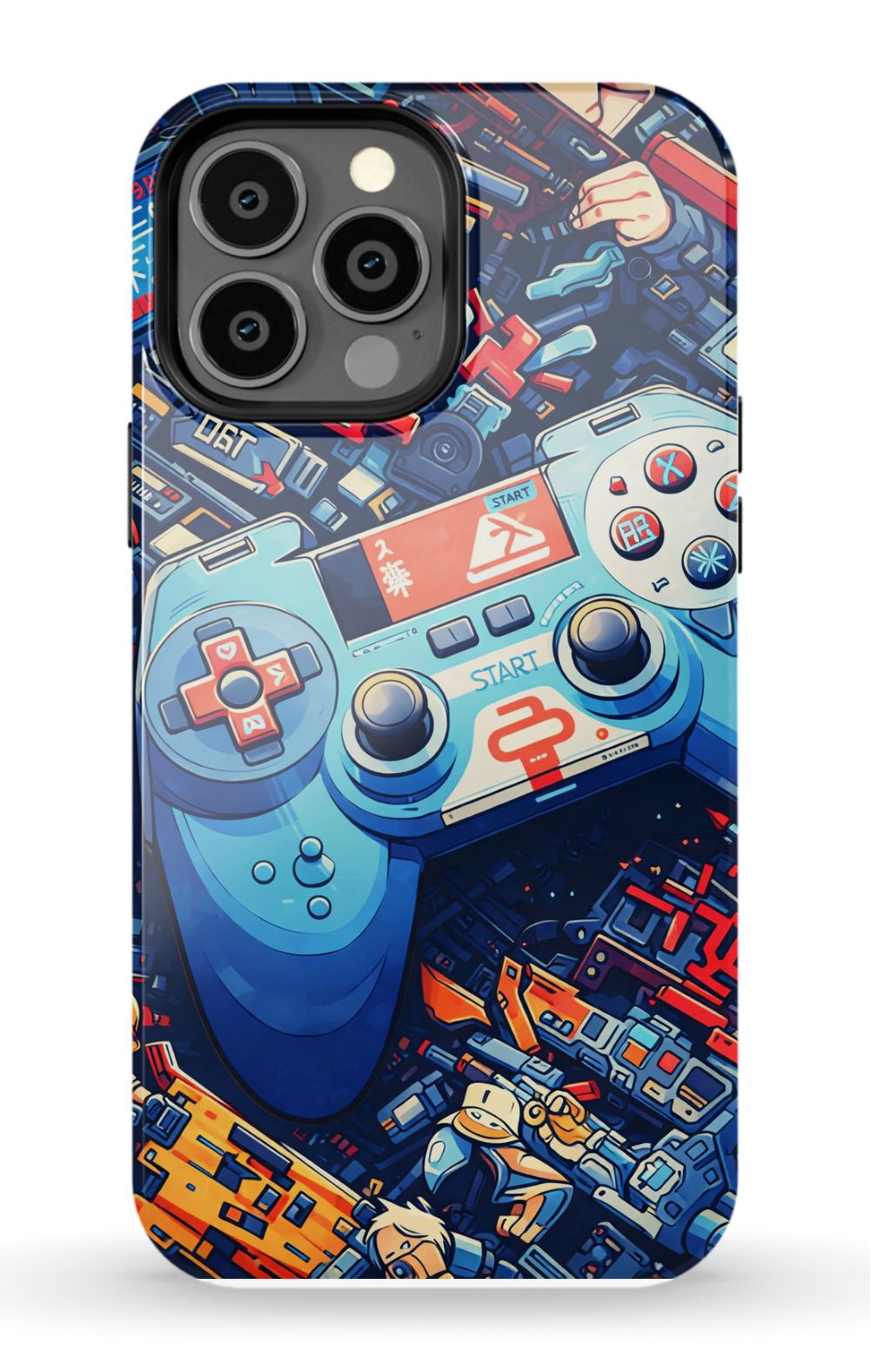 Futuristic gaming controller in cyberpunk world