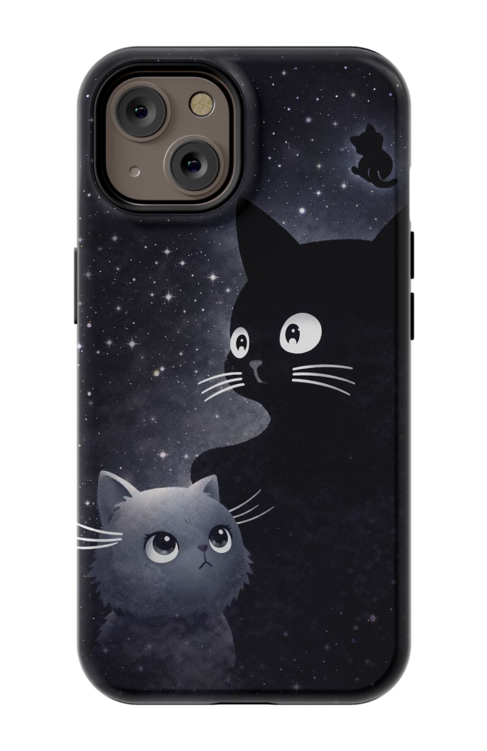 Cats beneath a starry night sky