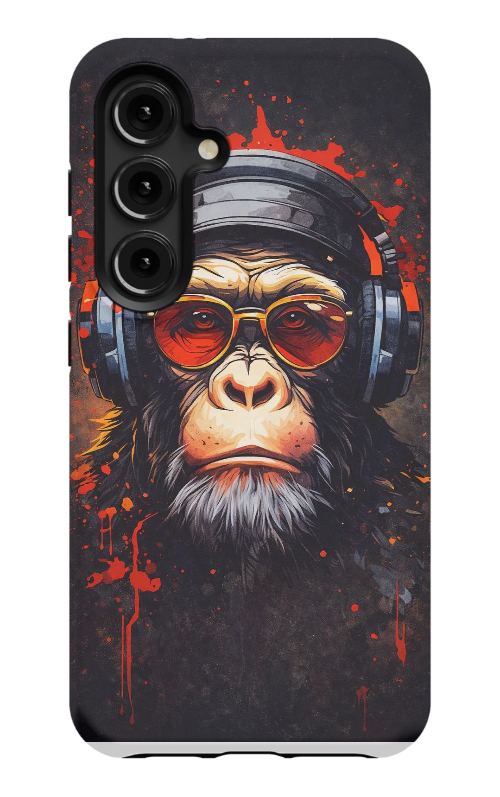 Chimpanzee with red-tinted shades