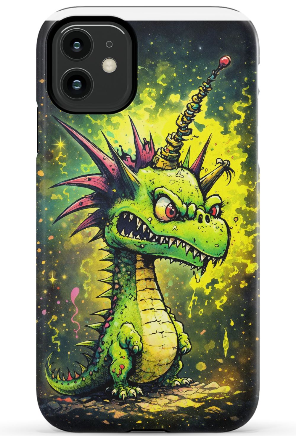 Enraged dragon with fiery energy