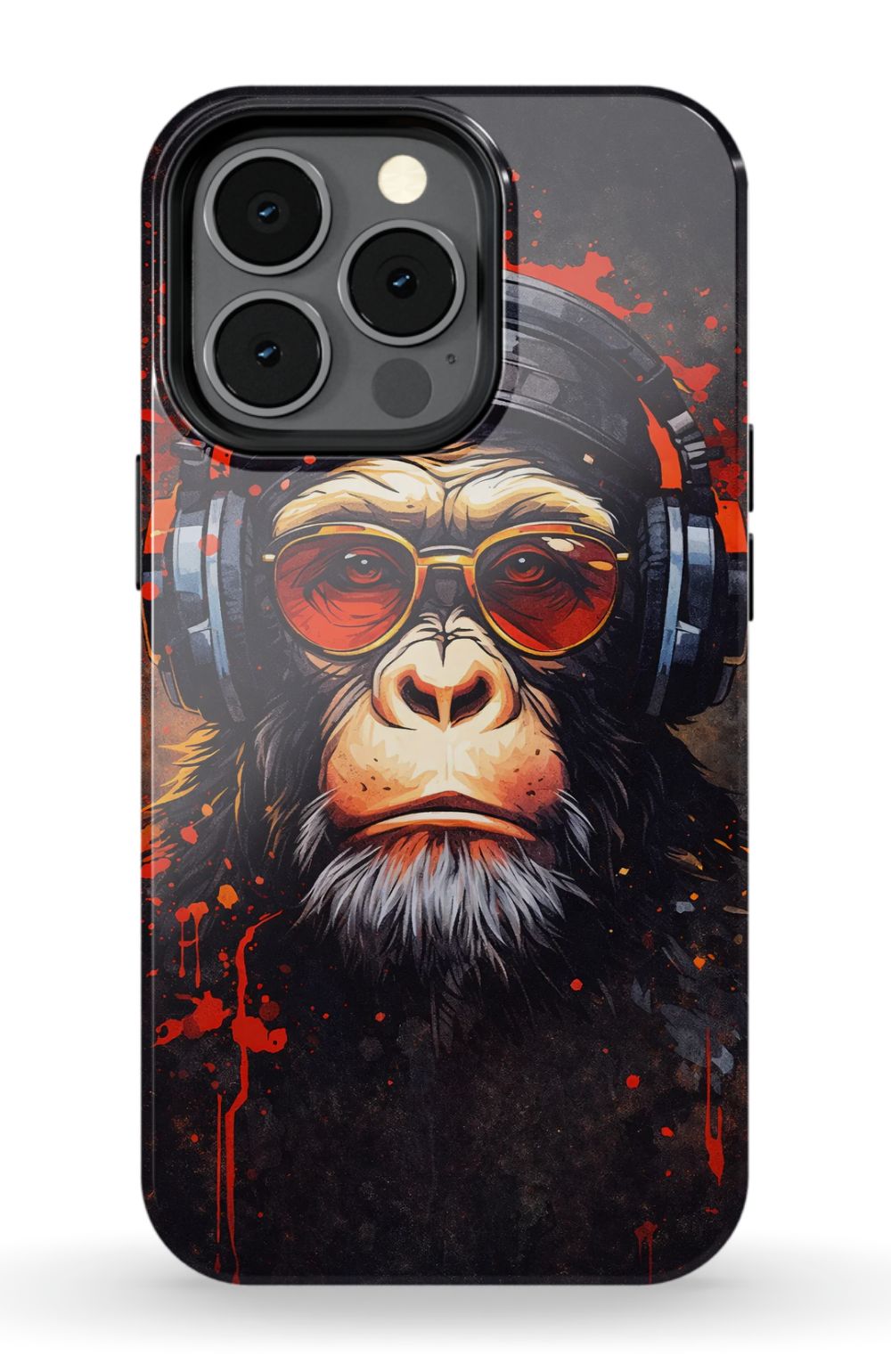 Chimpanzee with red-tinted shades