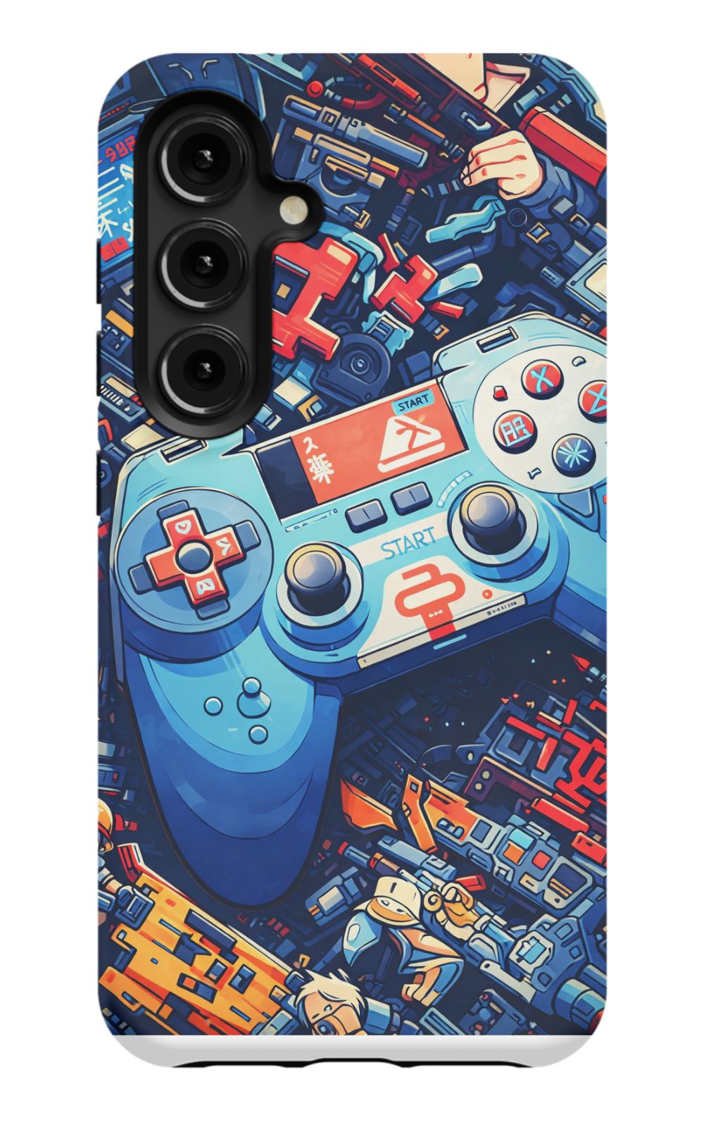 Futuristic gaming controller in cyberpunk world