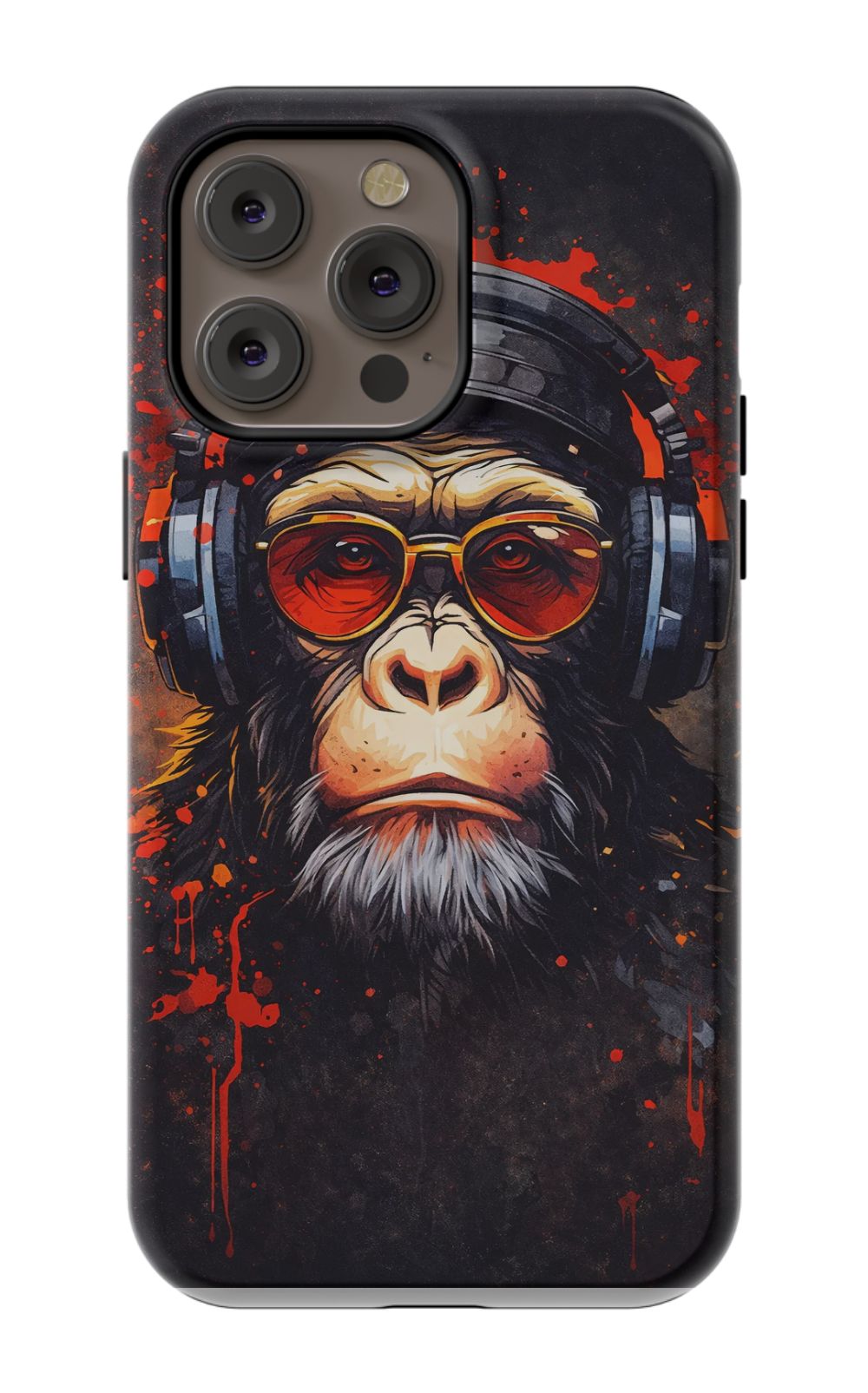 Chimpanzee with red-tinted shades