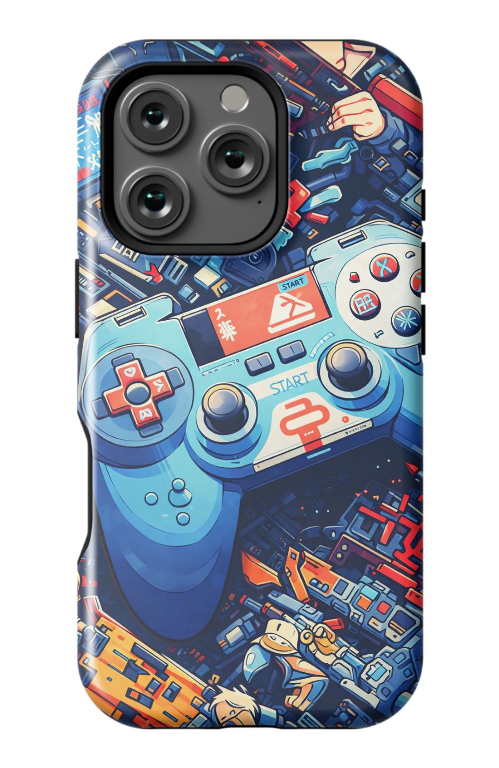 Futuristic gaming controller in cyberpunk world