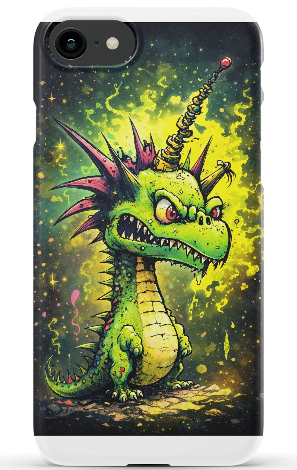 Enraged dragon with fiery energy