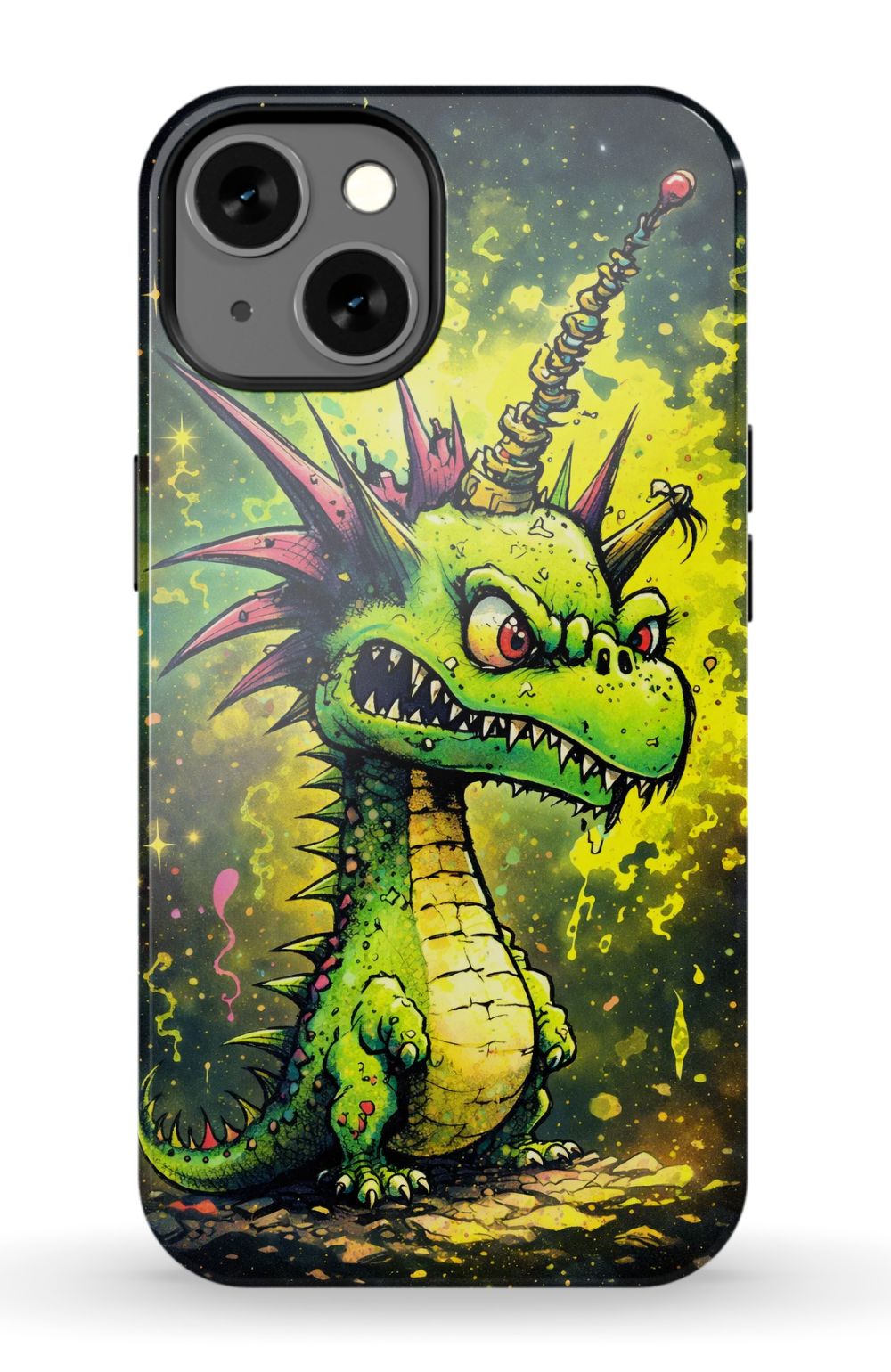 Enraged dragon with fiery energy