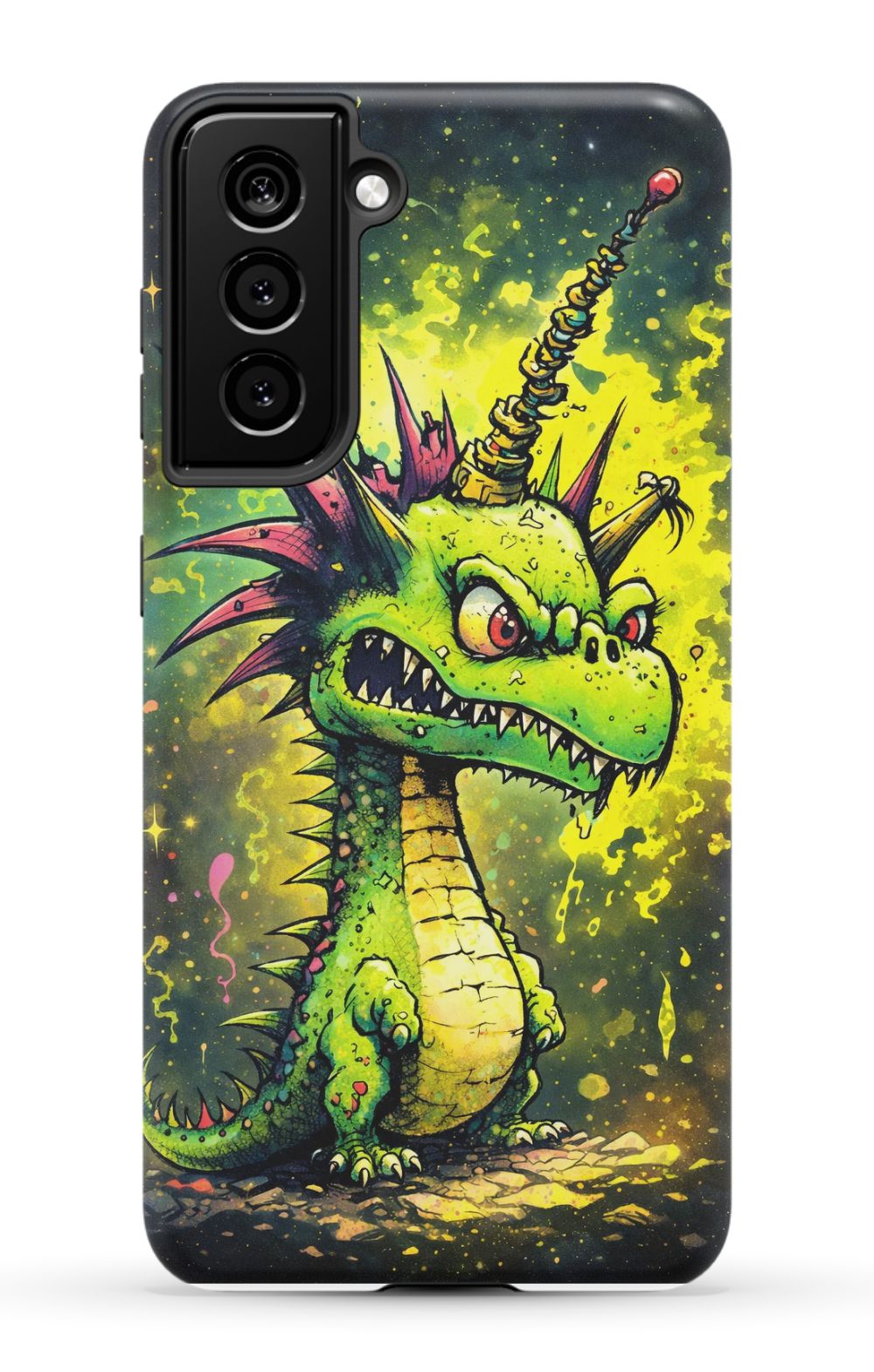 Enraged dragon with fiery energy