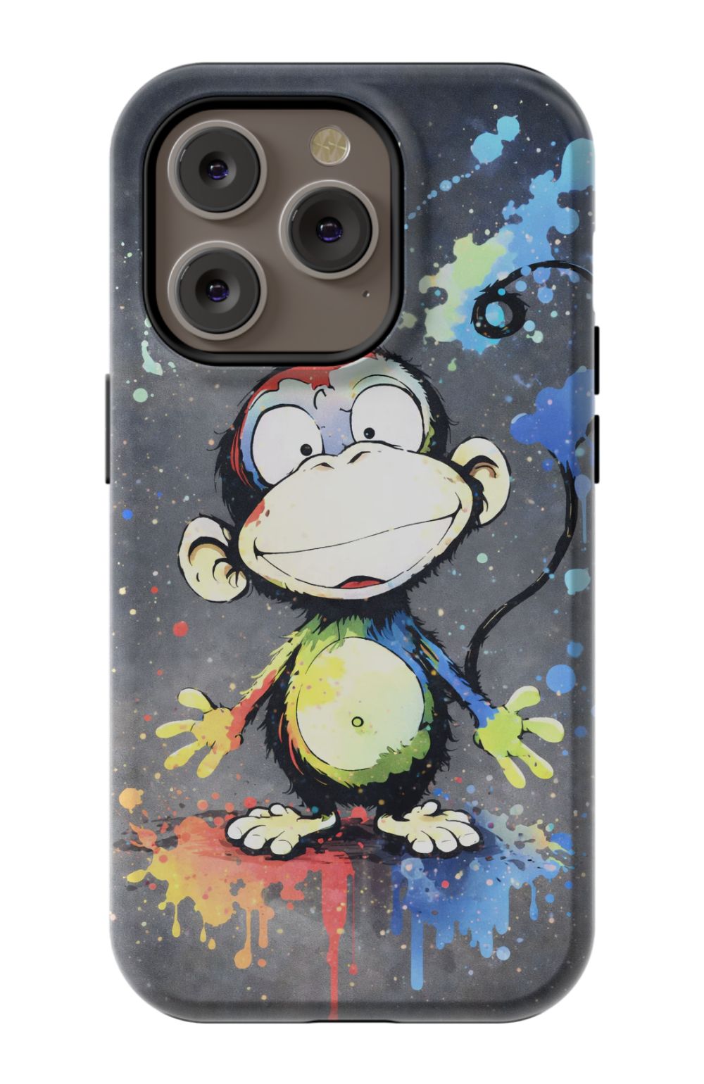 Cheerful monkey with vibrant paint splashes