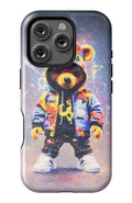 Teddy bear in vibrant streetwear