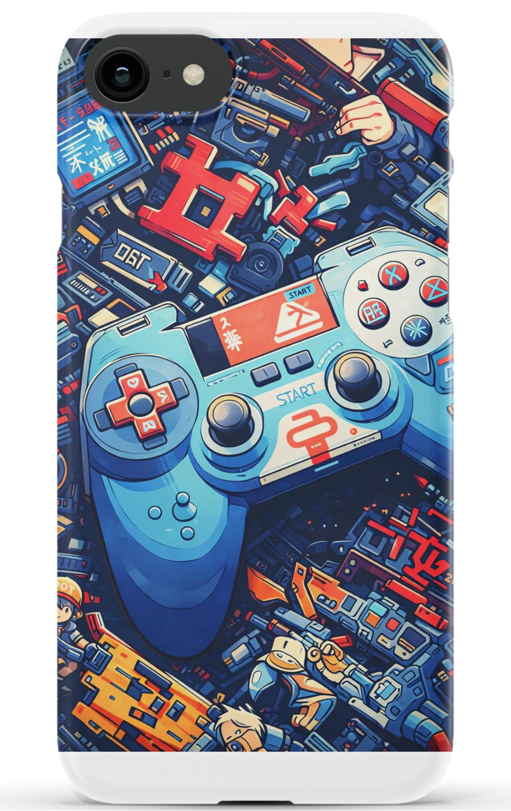 Futuristic gaming controller in cyberpunk world