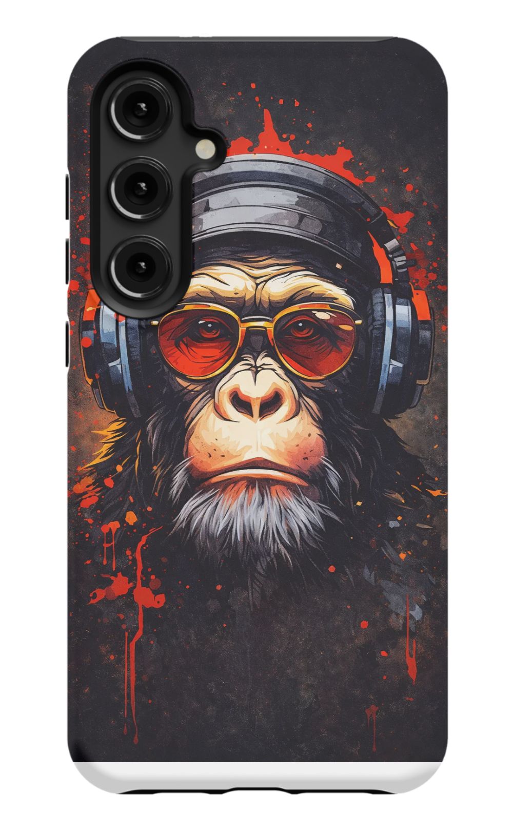 Chimpanzee with red-tinted shades