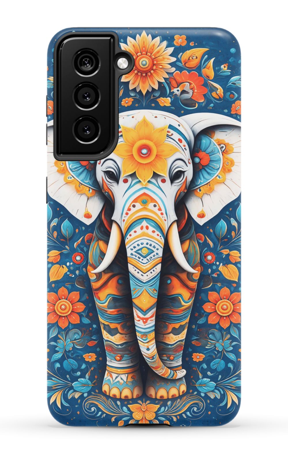 Ornate elephant with vibrant folk art
