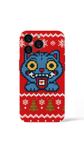 iPhone 17 Pro Max Christmas cat in pixel art style