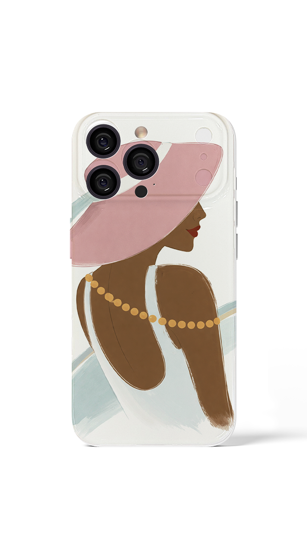 iPhone 17 Pro Max Elegant woman in soft pink hat