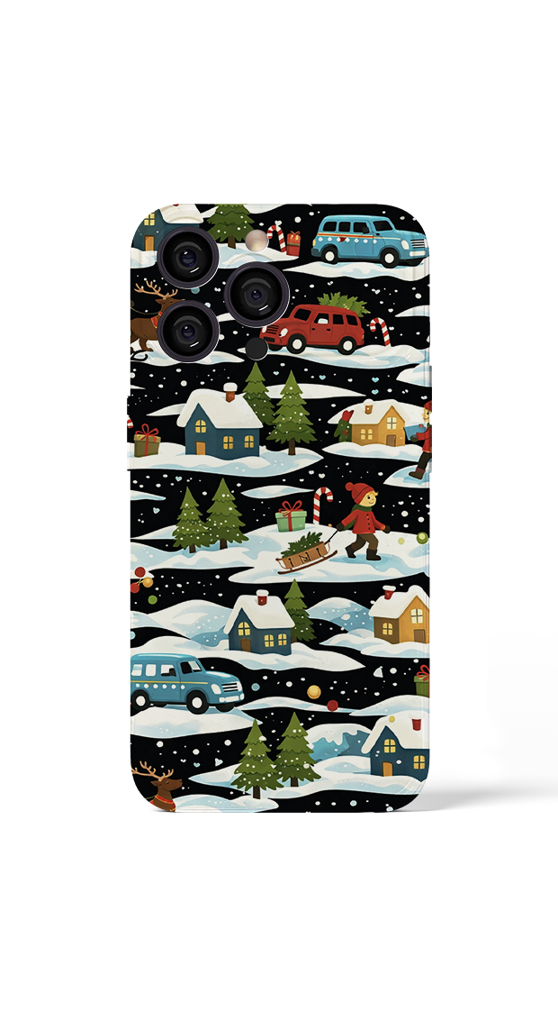 iPhone 17 Pro Max Festive winter holiday scene with children
