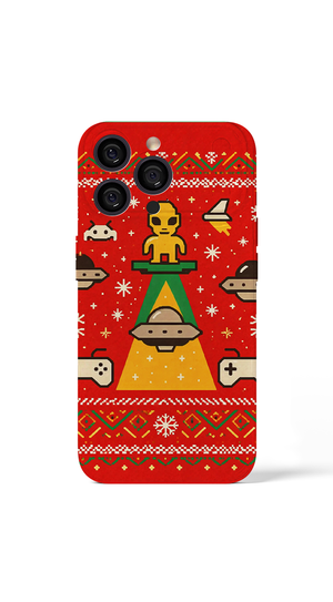 iPhone 17 Pro Max Retro alien Christmas sweater design