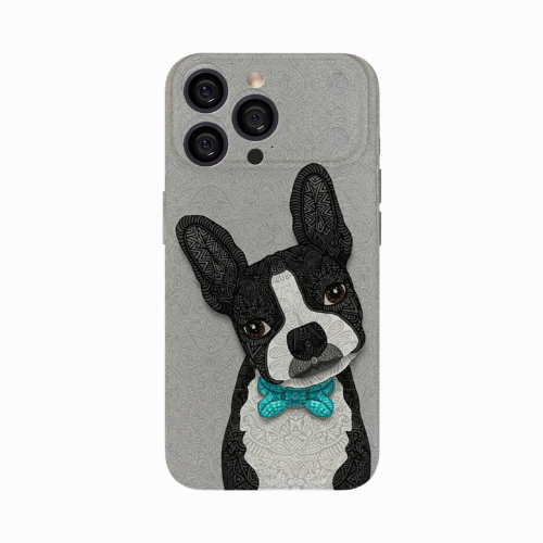 iPhone Decorative Boston Terrier with turquoise bow tie